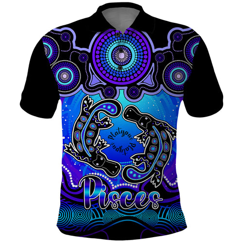 personalised-australia-pisces-platypus-zodiac-polo-shirt-auz-astrology-aboriginal-blue