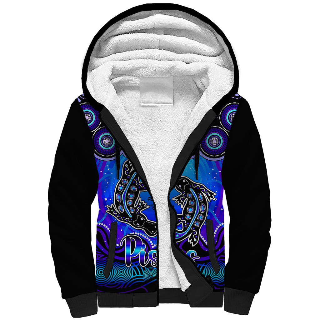 personalised-australia-pisces-platypus-zodiac-sherpa-hoodie-auz-astrology-aboriginal-blue