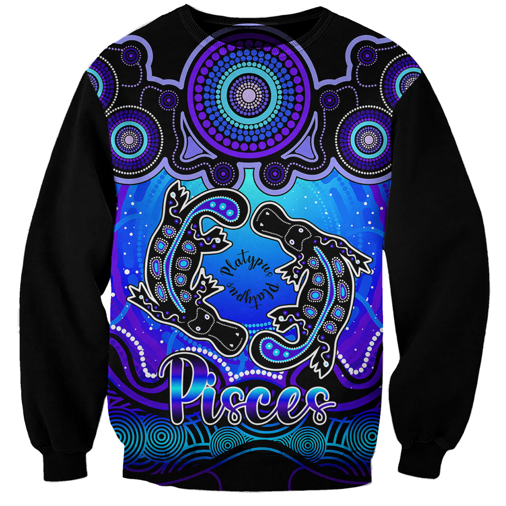 personalised-australia-pisces-platypus-zodiac-sweatshirt-auz-astrology-aboriginal-blue