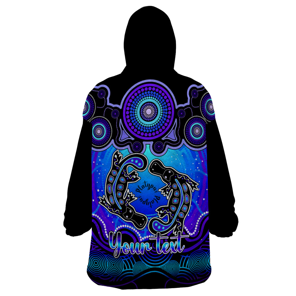 personalised-australia-pisces-platypus-zodiac-wearable-blanket-hoodie-auz-astrology-aboriginal-blue