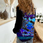 Personalised Australia Pisces Platypus Zodiac Women Casual Shirt Auz Astrology Aboriginal - Blue LT9
