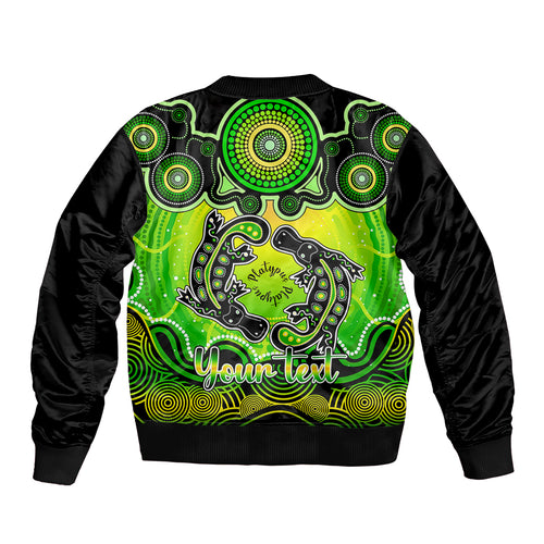 personalised-australia-pisces-platypus-zodiac-bomber-jacket-auz-astrology-aboriginal-green