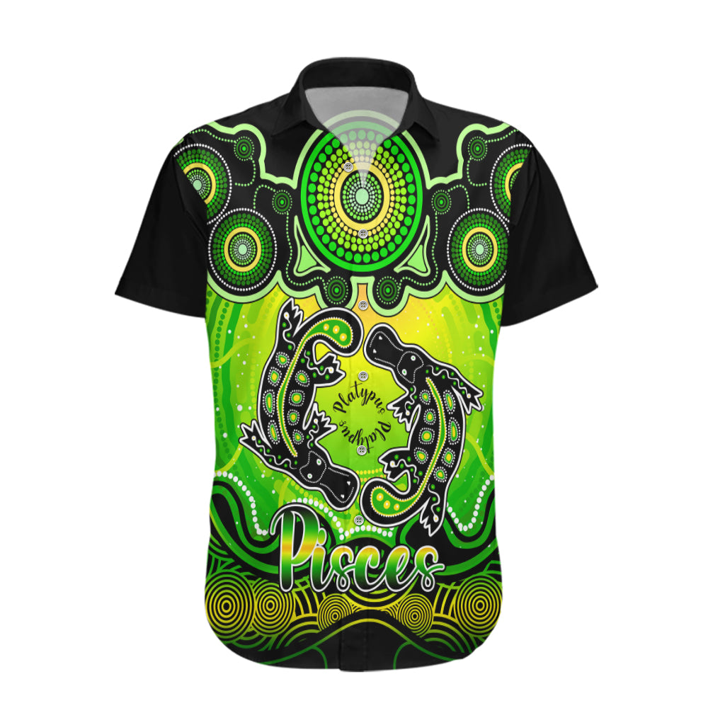 personalised-australia-pisces-platypus-zodiac-hawaiian-shirt-auz-astrology-aboriginal-green