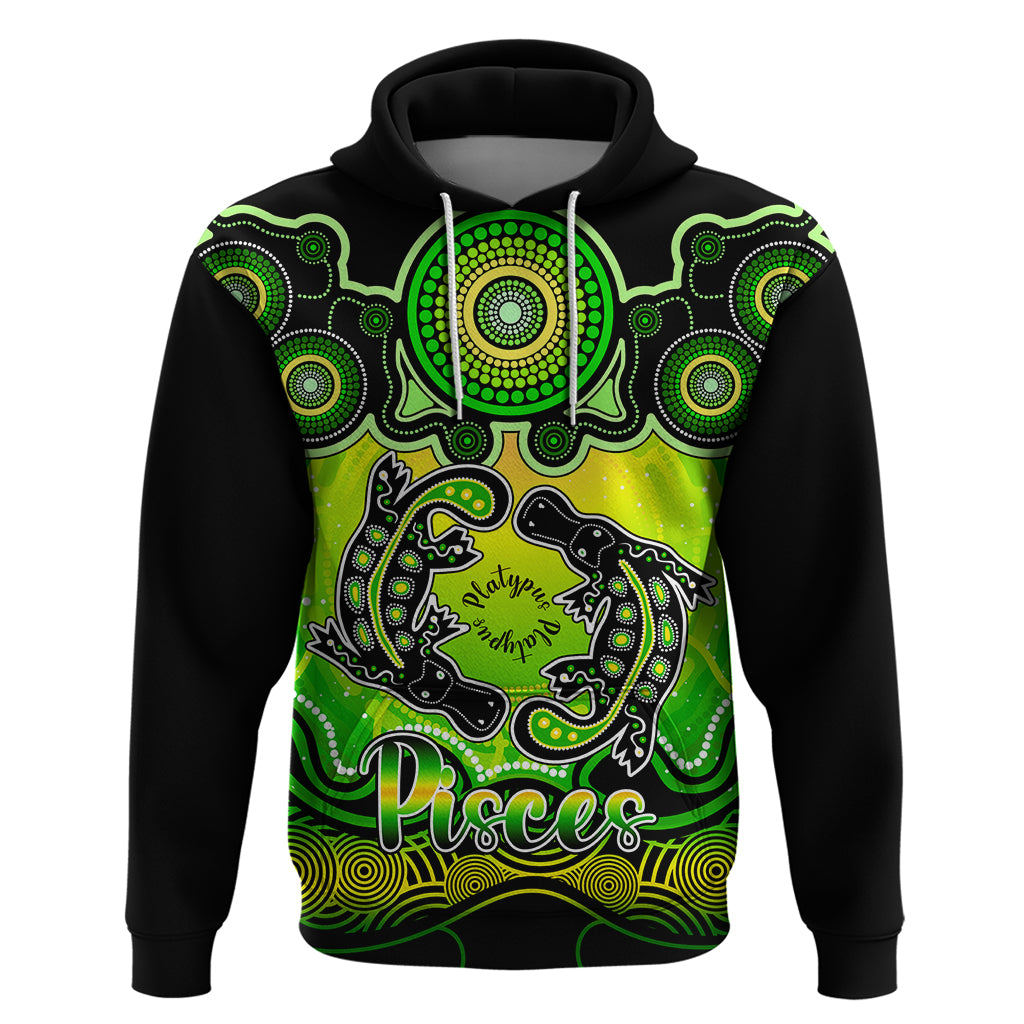 personalised-australia-pisces-platypus-zodiac-hoodie-auz-astrology-aboriginal-green