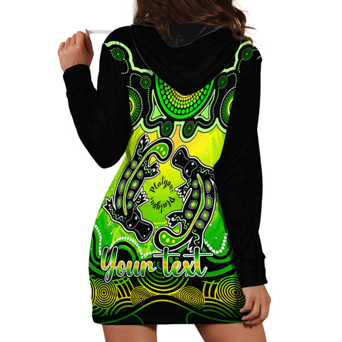 personalised-australia-pisces-platypus-zodiac-hoodie-dress-auz-astrology-aboriginal-green