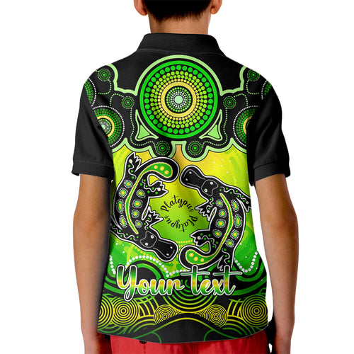 personalised-australia-pisces-platypus-zodiac-kid-polo-shirt-auz-astrology-aboriginal-green