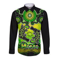 personalised-australia-pisces-platypus-zodiac-long-sleeve-button-shirt-auz-astrology-aboriginal-green
