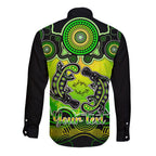personalised-australia-pisces-platypus-zodiac-long-sleeve-button-shirt-auz-astrology-aboriginal-green