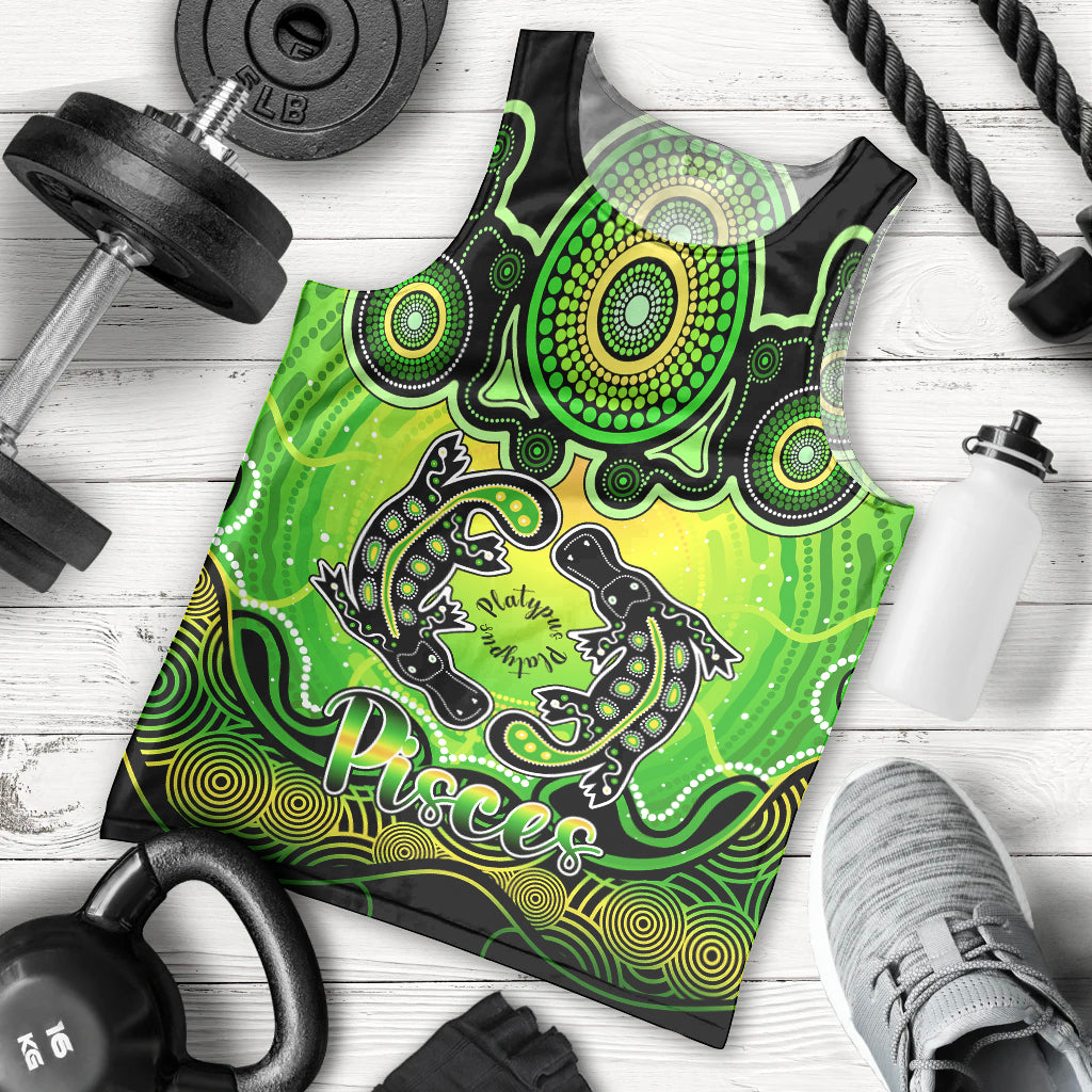 personalised-australia-pisces-platypus-zodiac-men-tank-top-auz-astrology-aboriginal-green