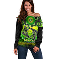 personalised-australia-pisces-platypus-zodiac-off-shoulder-sweater-auz-astrology-aboriginal-green