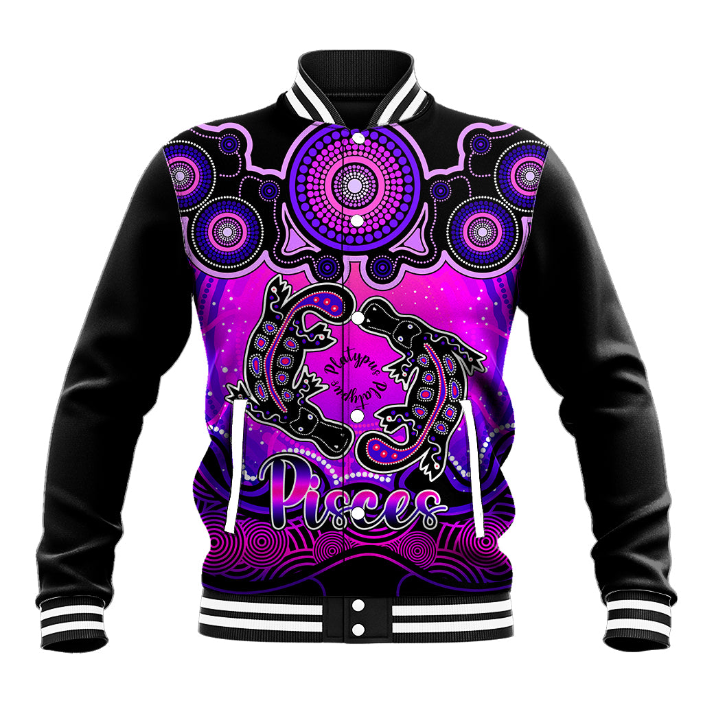 personalised-australia-pisces-platypus-zodiac-baseball-jacket-auz-astrology-aboriginal-magenta