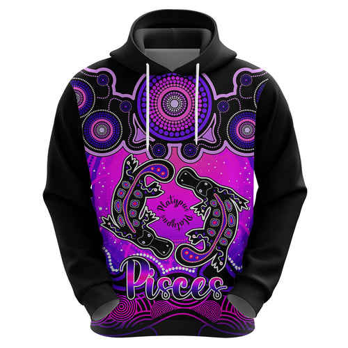 personalised-australia-pisces-platypus-zodiac-hoodie-auz-astrology-aboriginal-magenta