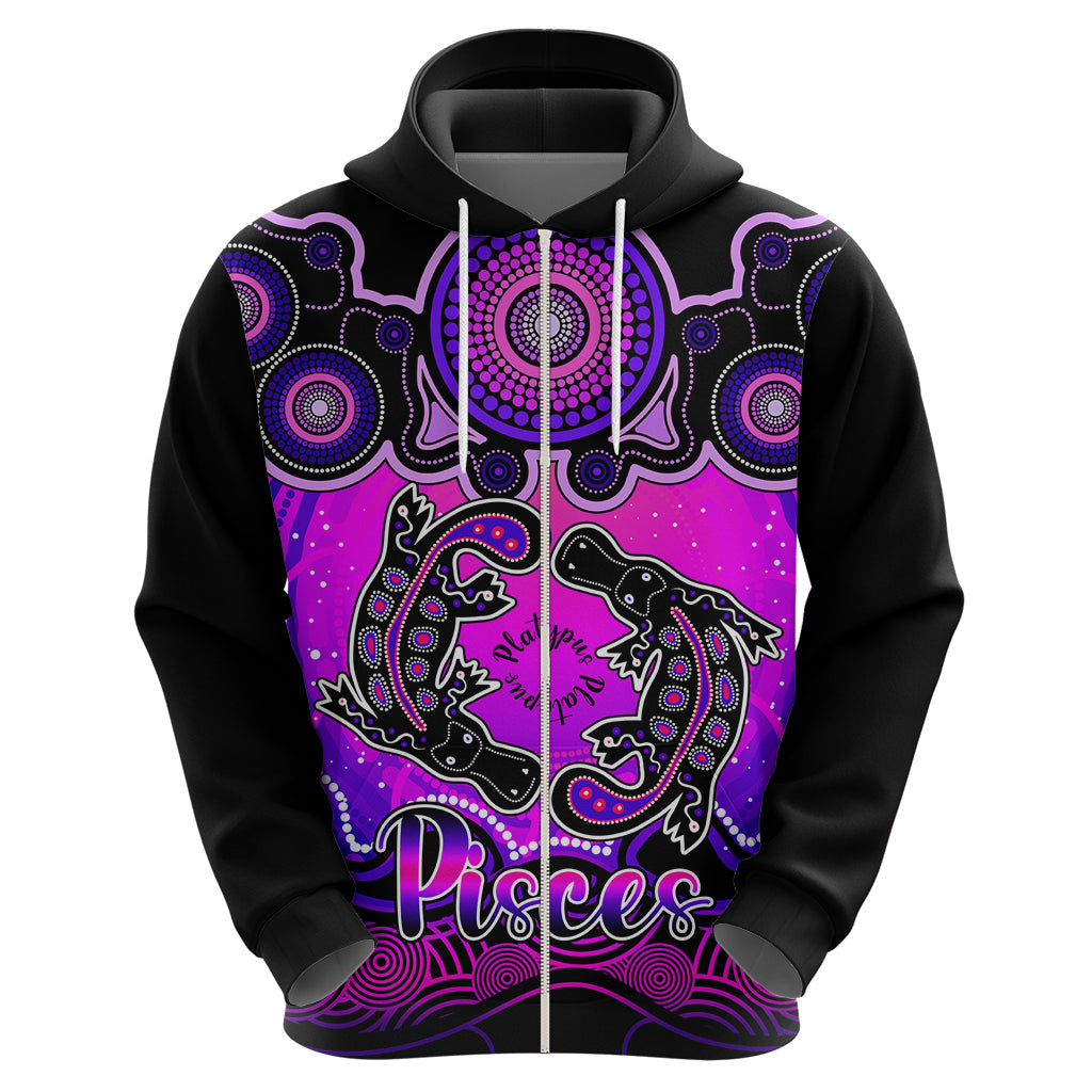 personalised-australia-pisces-platypus-zodiac-hoodie-auz-astrology-aboriginal-magenta
