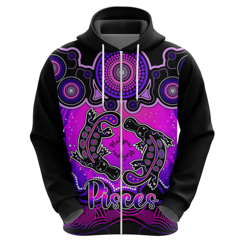 personalised-australia-pisces-platypus-zodiac-hoodie-auz-astrology-aboriginal-magenta