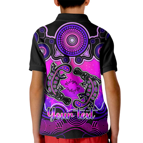 personalised-australia-pisces-platypus-zodiac-kid-polo-shirt-auz-astrology-aboriginal-magenta