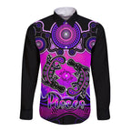 personalised-australia-pisces-platypus-zodiac-long-sleeve-button-shirt-auz-astrology-aboriginal-magenta