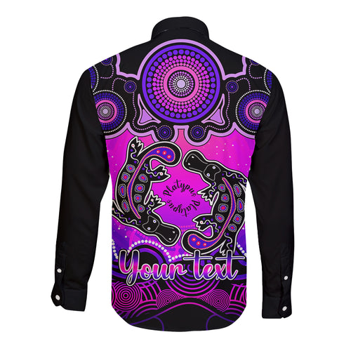 personalised-australia-pisces-platypus-zodiac-long-sleeve-button-shirt-auz-astrology-aboriginal-magenta