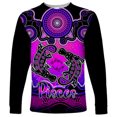 personalised-australia-pisces-platypus-zodiac-long-sleeve-shirt-auz-astrology-aboriginal-magenta
