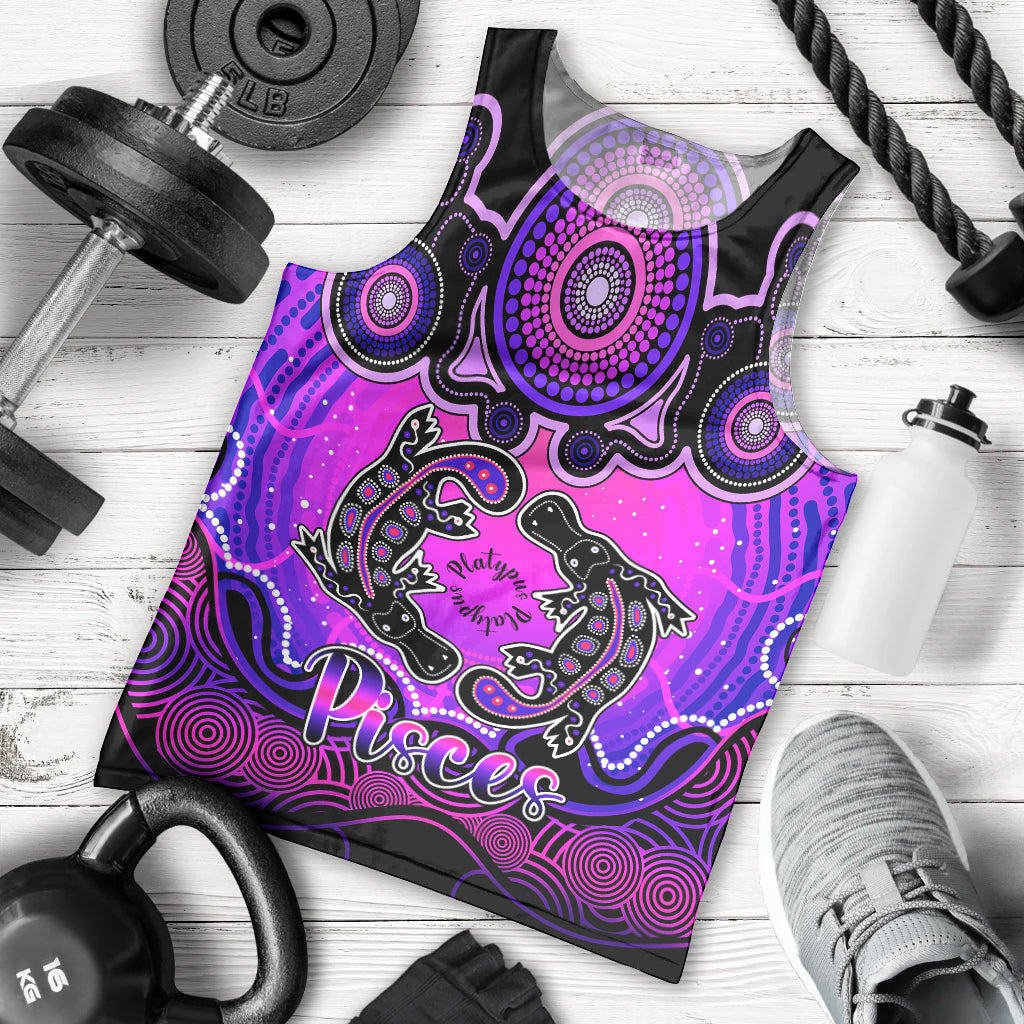 personalised-australia-pisces-platypus-zodiac-men-tank-top-auz-astrology-aboriginal-magenta