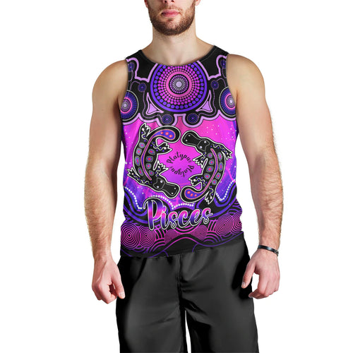 personalised-australia-pisces-platypus-zodiac-men-tank-top-auz-astrology-aboriginal-magenta