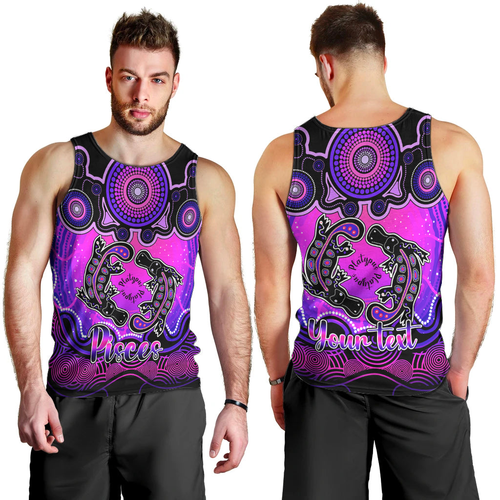 personalised-australia-pisces-platypus-zodiac-men-tank-top-auz-astrology-aboriginal-magenta
