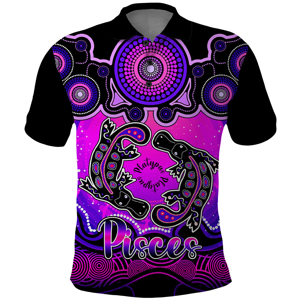 personalised-australia-pisces-platypus-zodiac-polo-shirt-auz-astrology-aboriginal-magenta