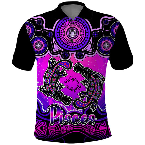 personalised-australia-pisces-platypus-zodiac-polo-shirt-auz-astrology-aboriginal-magenta