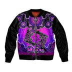 personalised-australia-pisces-platypus-zodiac-sleeve-zip-bomber-jacket-auz-astrology-aboriginal-magenta