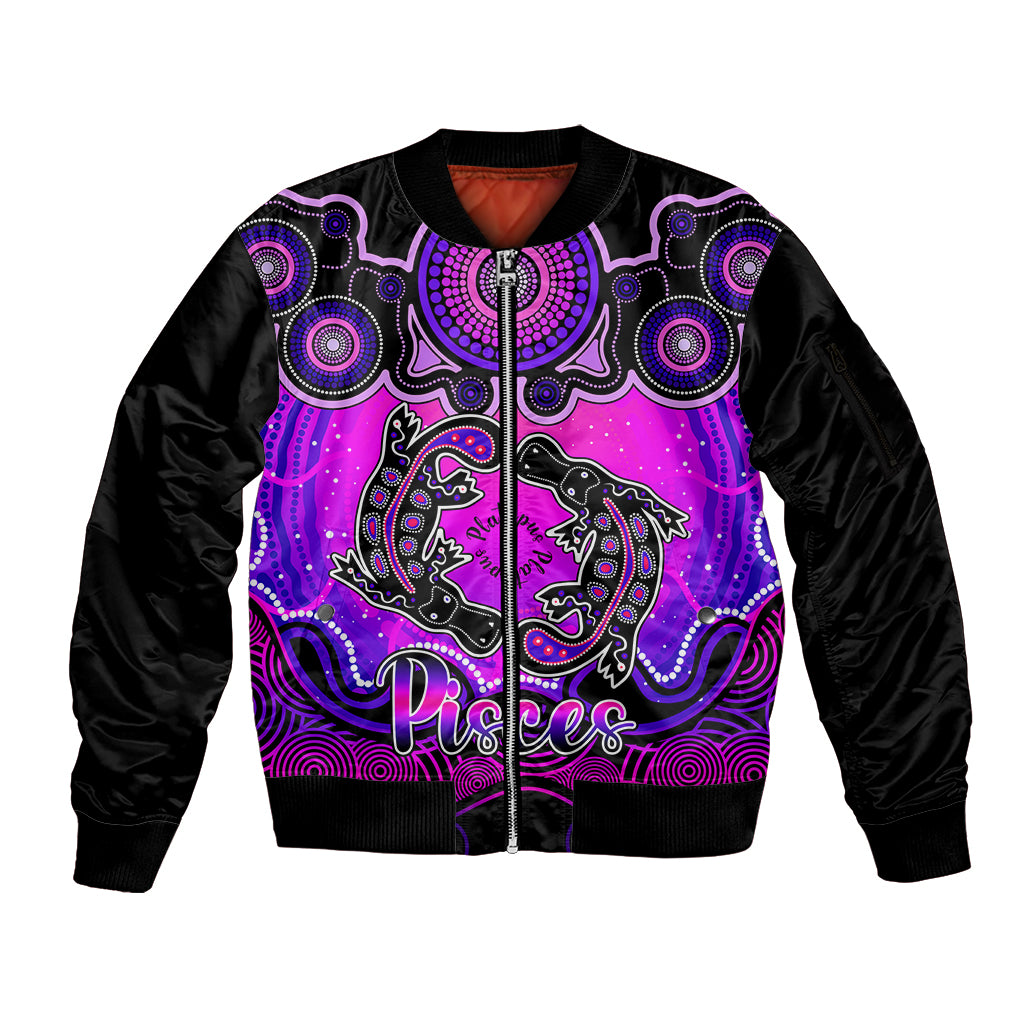 personalised-australia-pisces-platypus-zodiac-sleeve-zip-bomber-jacket-auz-astrology-aboriginal-magenta
