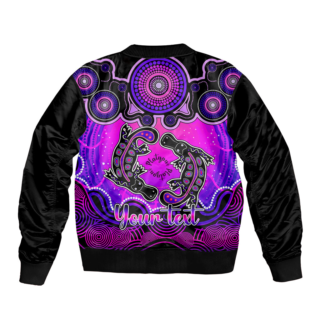 personalised-australia-pisces-platypus-zodiac-sleeve-zip-bomber-jacket-auz-astrology-aboriginal-magenta