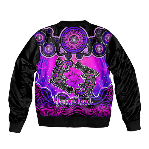 personalised-australia-pisces-platypus-zodiac-sleeve-zip-bomber-jacket-auz-astrology-aboriginal-magenta