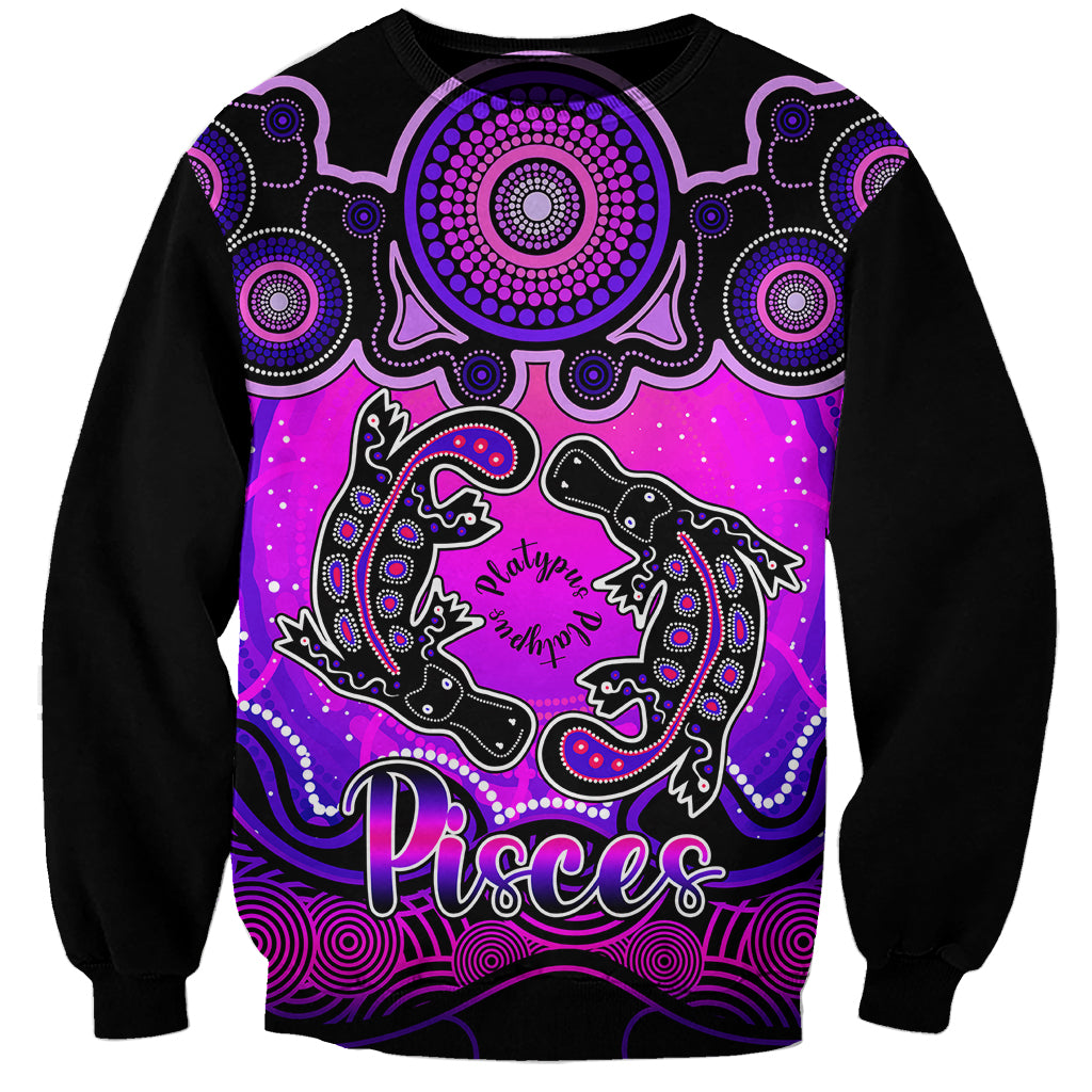 personalised-australia-pisces-platypus-zodiac-sweatshirt-auz-astrology-aboriginal-magenta
