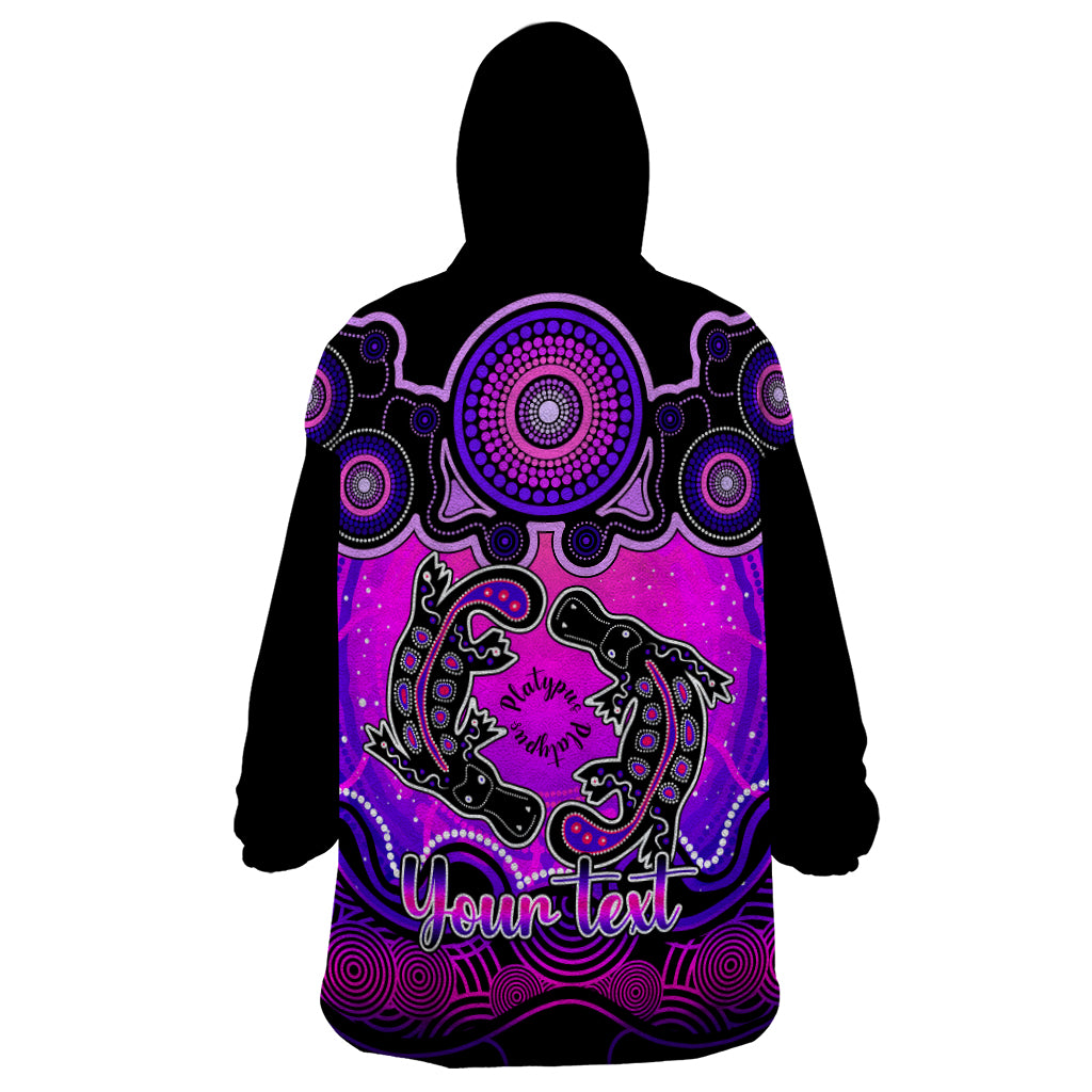 personalised-australia-pisces-platypus-zodiac-wearable-blanket-hoodie-auz-astrology-aboriginal-magenta