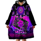 personalised-australia-pisces-platypus-zodiac-wearable-blanket-hoodie-auz-astrology-aboriginal-magenta