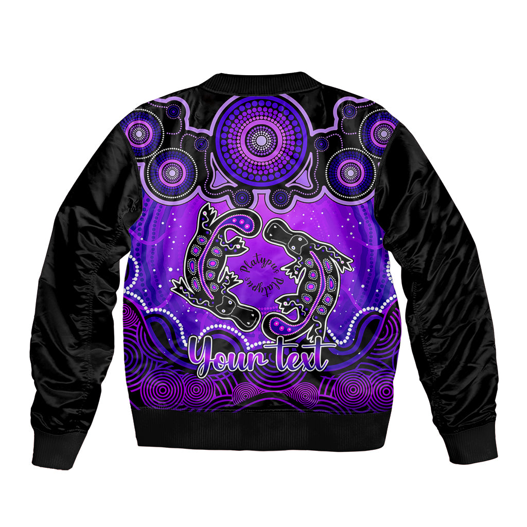 personalised-australia-pisces-platypus-zodiac-bomber-jacket-auz-astrology-aboriginal-purple