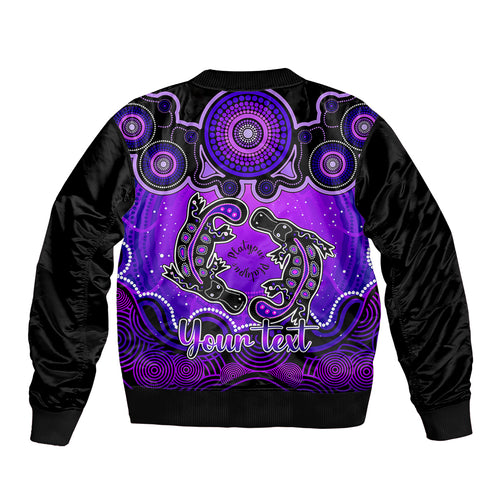 personalised-australia-pisces-platypus-zodiac-bomber-jacket-auz-astrology-aboriginal-purple