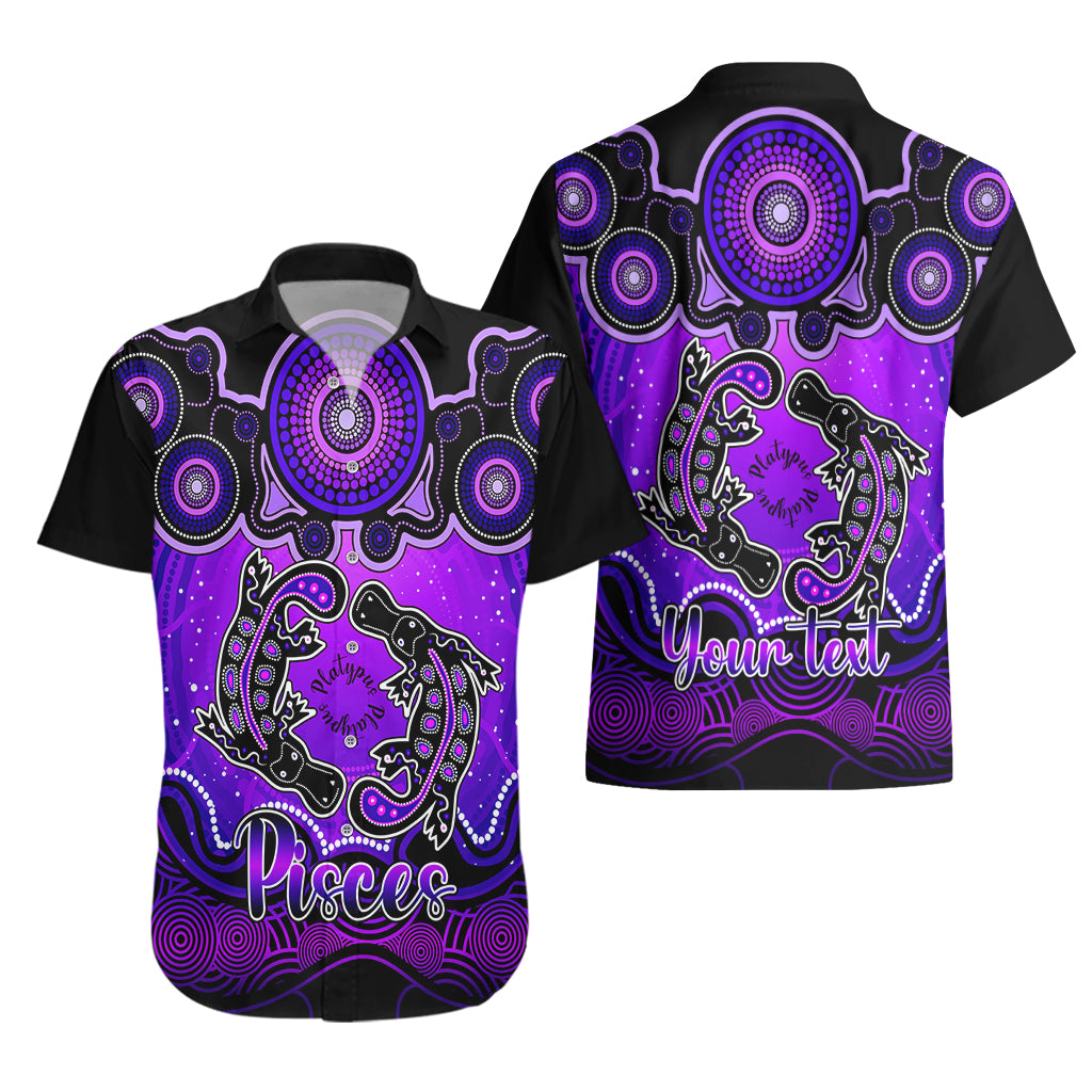 personalised-australia-pisces-platypus-zodiac-hawaiian-shirt-auz-astrology-aboriginal-purple