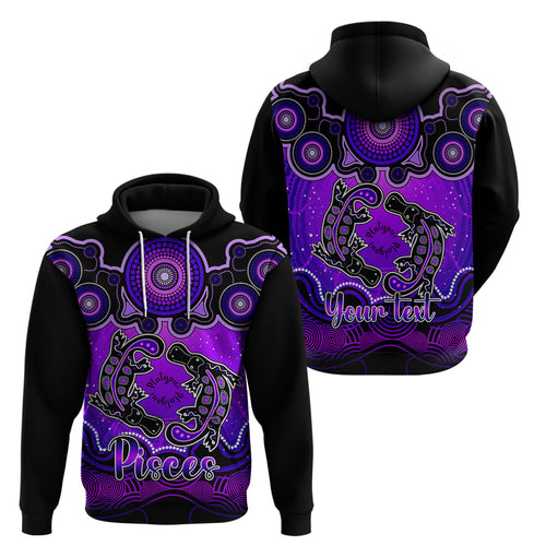 personalised-australia-pisces-platypus-zodiac-hoodie-auz-astrology-aboriginal-purple