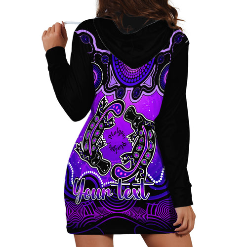 personalised-australia-pisces-platypus-zodiac-hoodie-dress-auz-astrology-aboriginal-purple