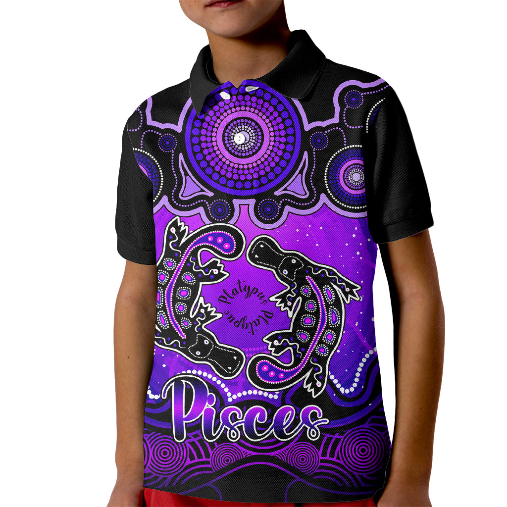 personalised-australia-pisces-platypus-zodiac-kid-polo-shirt-auz-astrology-aboriginal-purple