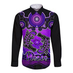 personalised-australia-pisces-platypus-zodiac-long-sleeve-button-shirt-auz-astrology-aboriginal-purple