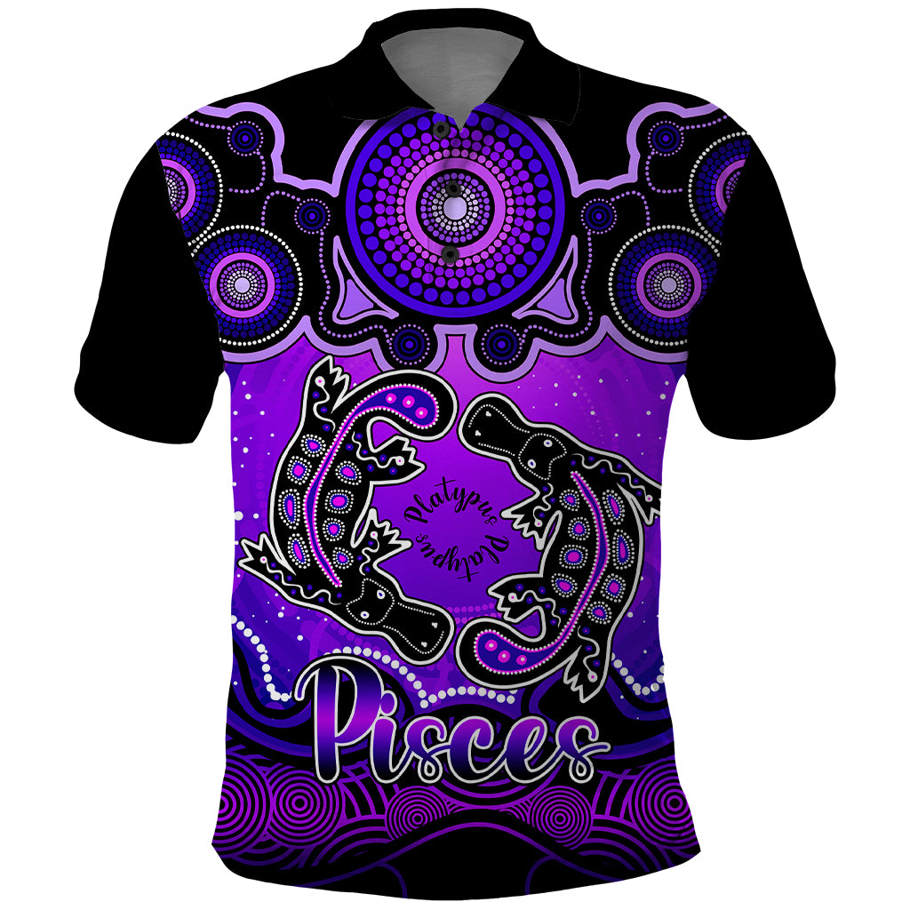 personalised-australia-pisces-platypus-zodiac-polo-shirt-auz-astrology-aboriginal-purple