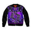 personalised-australia-pisces-platypus-zodiac-sleeve-zip-bomber-jacket-auz-astrology-aboriginal-purple