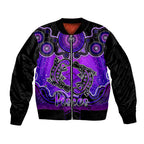 personalised-australia-pisces-platypus-zodiac-sleeve-zip-bomber-jacket-auz-astrology-aboriginal-purple