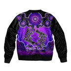 personalised-australia-pisces-platypus-zodiac-sleeve-zip-bomber-jacket-auz-astrology-aboriginal-purple