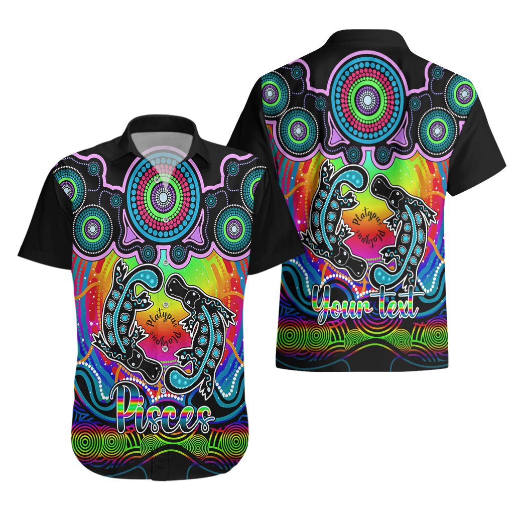 personalised-australia-pisces-platypus-zodiac-hawaiian-shirt-auz-astrology-aboriginal-rainbow