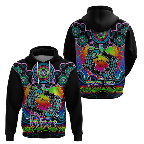 personalised-australia-pisces-platypus-zodiac-hoodie-auz-astrology-aboriginal-rainbow