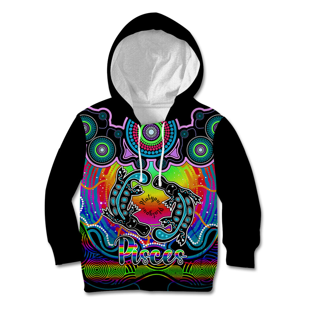 personalised-australia-pisces-platypus-zodiac-kid-hoodie-auz-astrology-aboriginal-rainbow