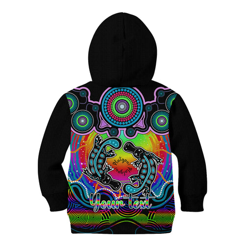 personalised-australia-pisces-platypus-zodiac-kid-hoodie-auz-astrology-aboriginal-rainbow