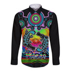 personalised-australia-pisces-platypus-zodiac-long-sleeve-button-shirt-auz-astrology-aboriginal-rainbow